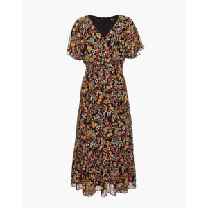 MADEWELL Dolman-Sleeve Ruffle-Hem Midi Dress in Flower Garden Size 4